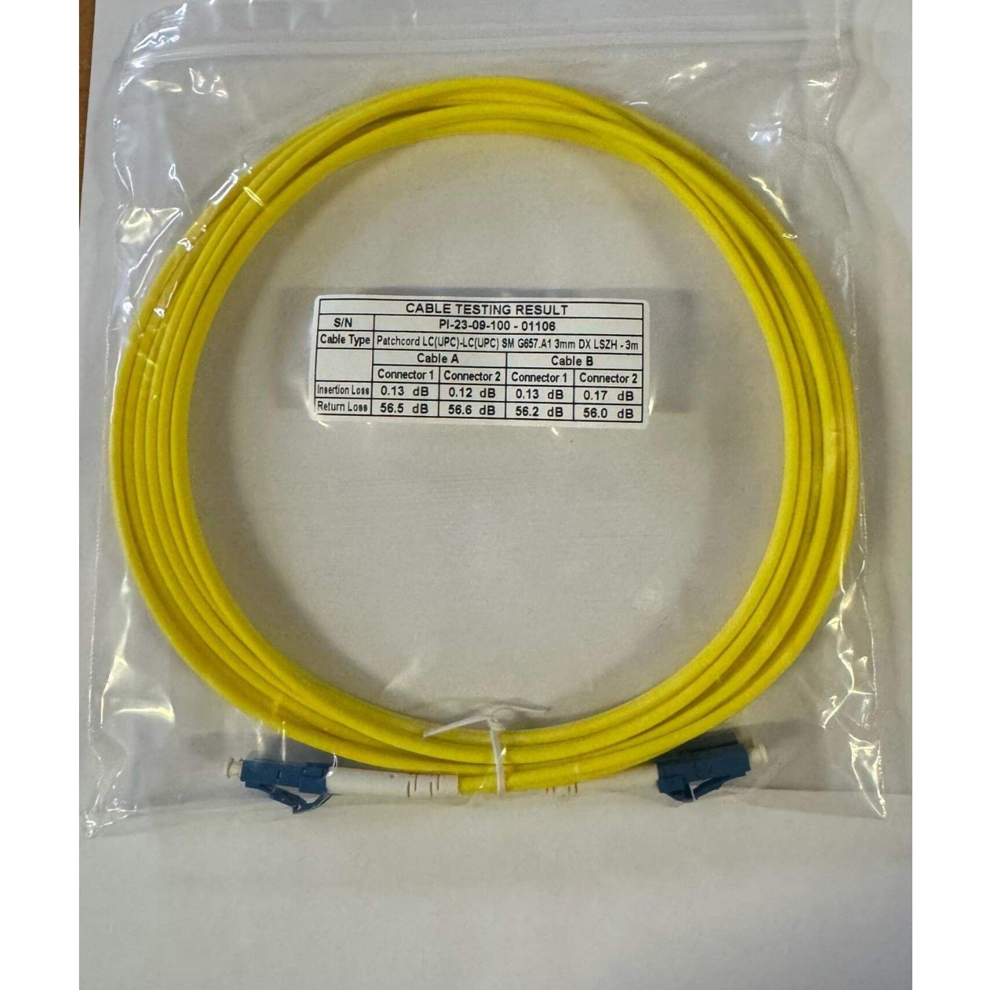 Патчкорд оптический duplex Vimcom LC/UPC-LC/UPC одномодовый LSZH диаметр 3.0 мм длина 3 м