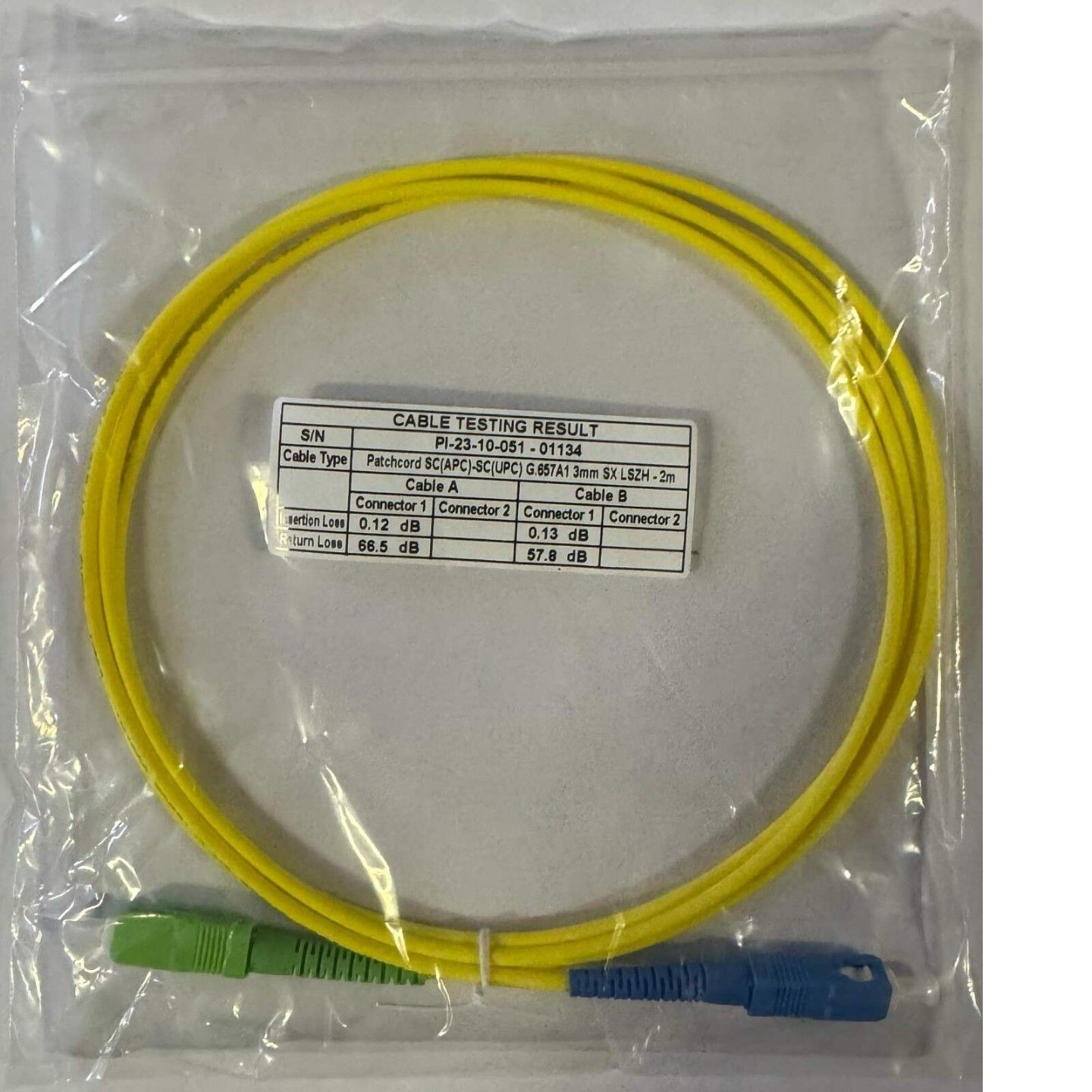 Патчкорд оптический simplex Vimcom SC/APC-SC/UPC одномодовый LSZH диаметр 3.0 мм длина 5 м