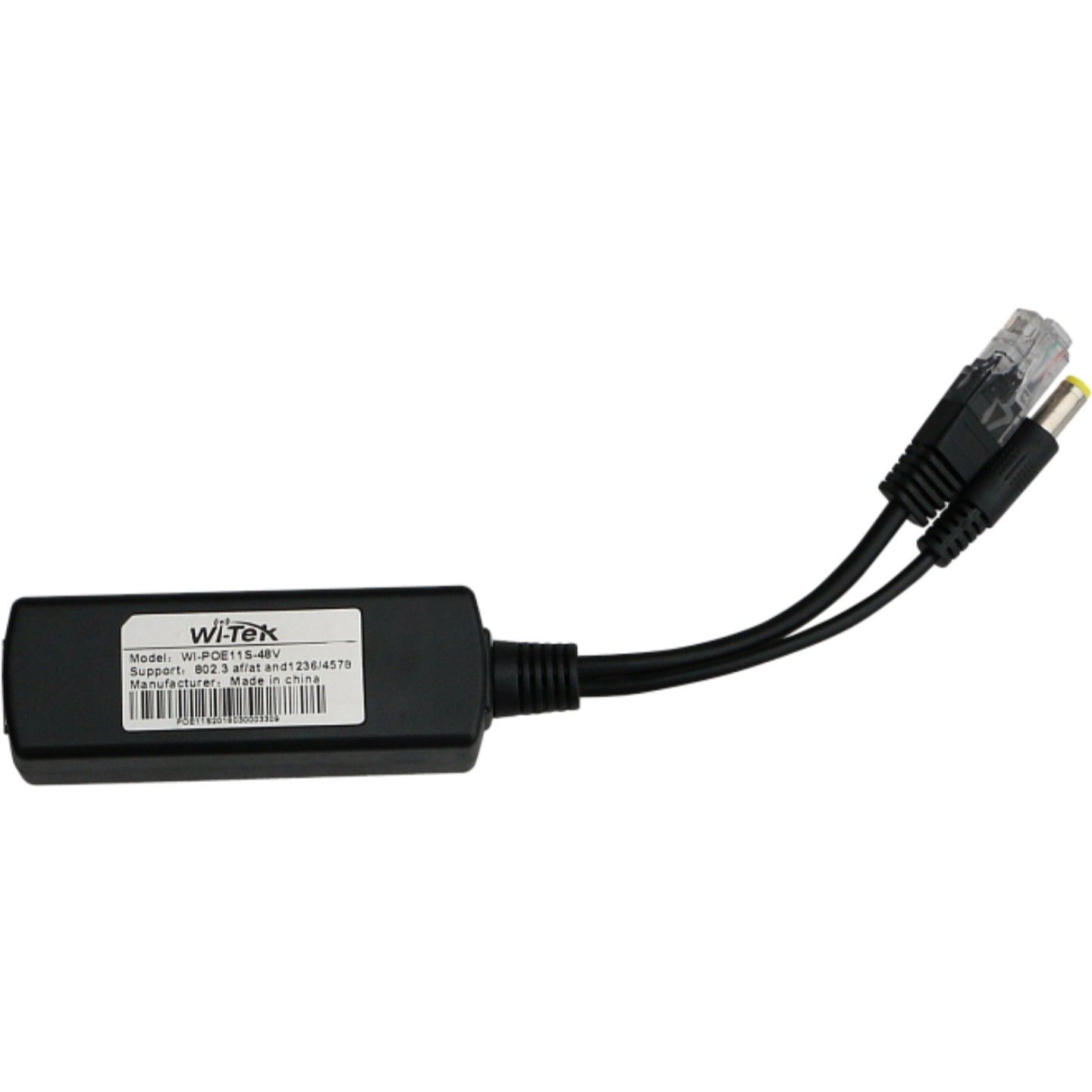 PoE cплиттер Wi-Tek WI-POE11S-48V, совместим с 802.3af/at ,1FE PoE-вход, 1FE выход, DC 12В out