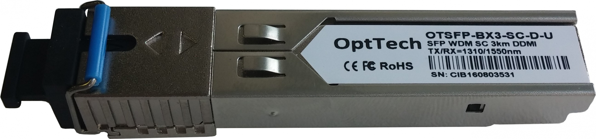 Модуль SFP, WDM, TX/RX=1310/1550nm, SC, 3km, DDMI