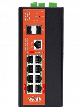 Коммутатор управляемый Wi-Tek WI-PMS310GF-Alien v2, уровень L2, 8GbE-T + 2порта SFP GbE + 1консольный порт, поддержка PoE