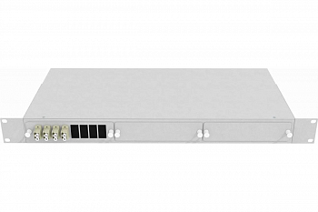 Кросс стоечный оптический Vimcom 19'' укомплектованный 1U, 8 портов LC, 50/125 мкм (планки, сплайс-кассета, пигтейлы, адаптеры, КДЗС), серый.