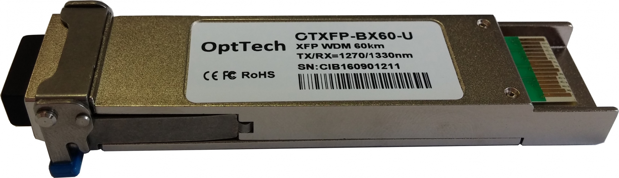 Модуль XFP, WDM, TX/RX=1270/1330nm, 80km